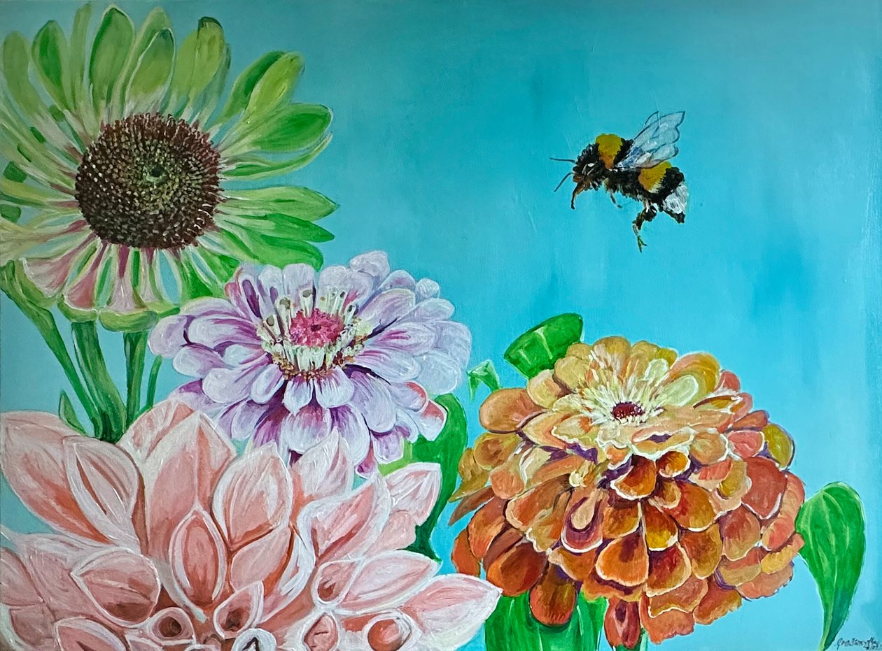 Full Bloom, 2023 (akryl na plátně) od Jan Barzottini