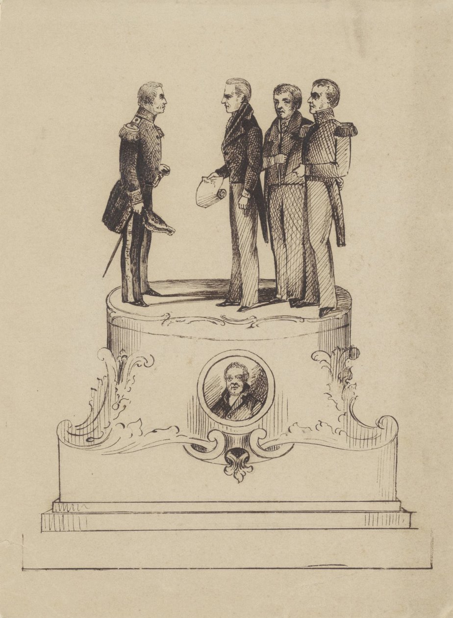 Návrh pomníku 50 let nezávislosti na Nizozemském království v roce 1863 od Jan Bos