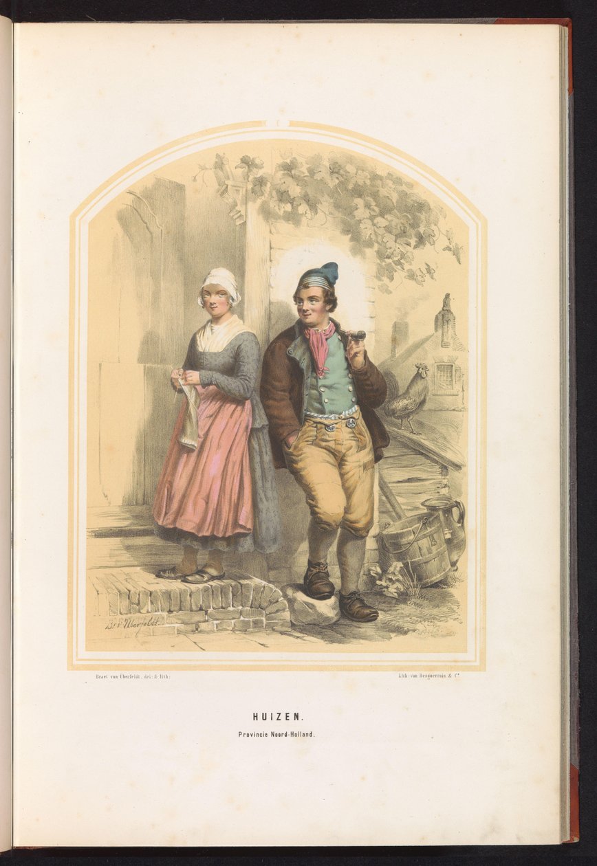 Tradiční kostýmy domů v Severním Holandsku, 1857 Domy. Provincie Severní Holandsko / I (název na předmětu) od Jan Braet von Uberfeldt