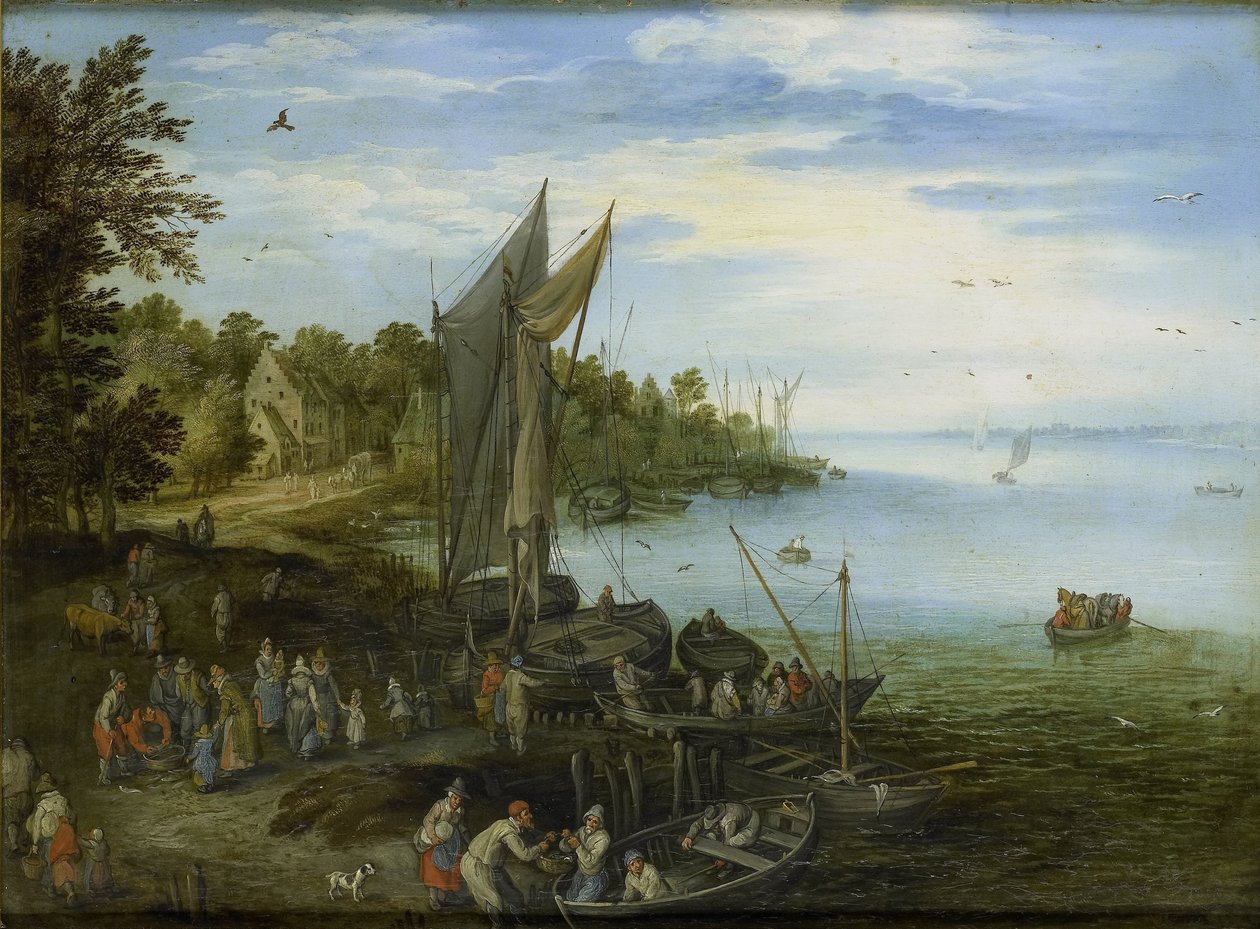 Břeh řeky od Jan Brueghel (I) (copy after)