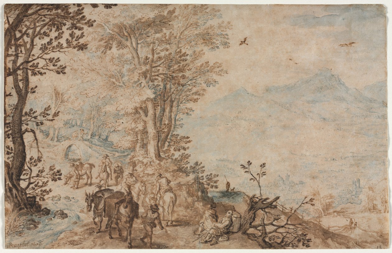 Krajina s cestovateli od Jan Brueghel