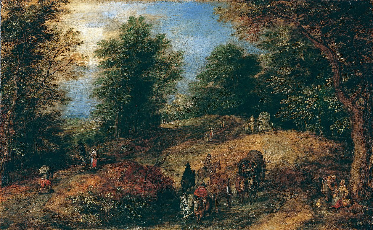 Krajina s cestovateli na lesní cestě, ca. 1607. od Jan Brueghel the Elder