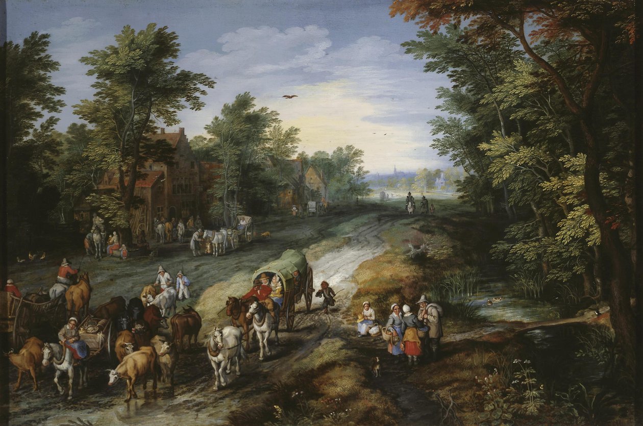 Silnice v okolí města od Jan Brueghel the Elder