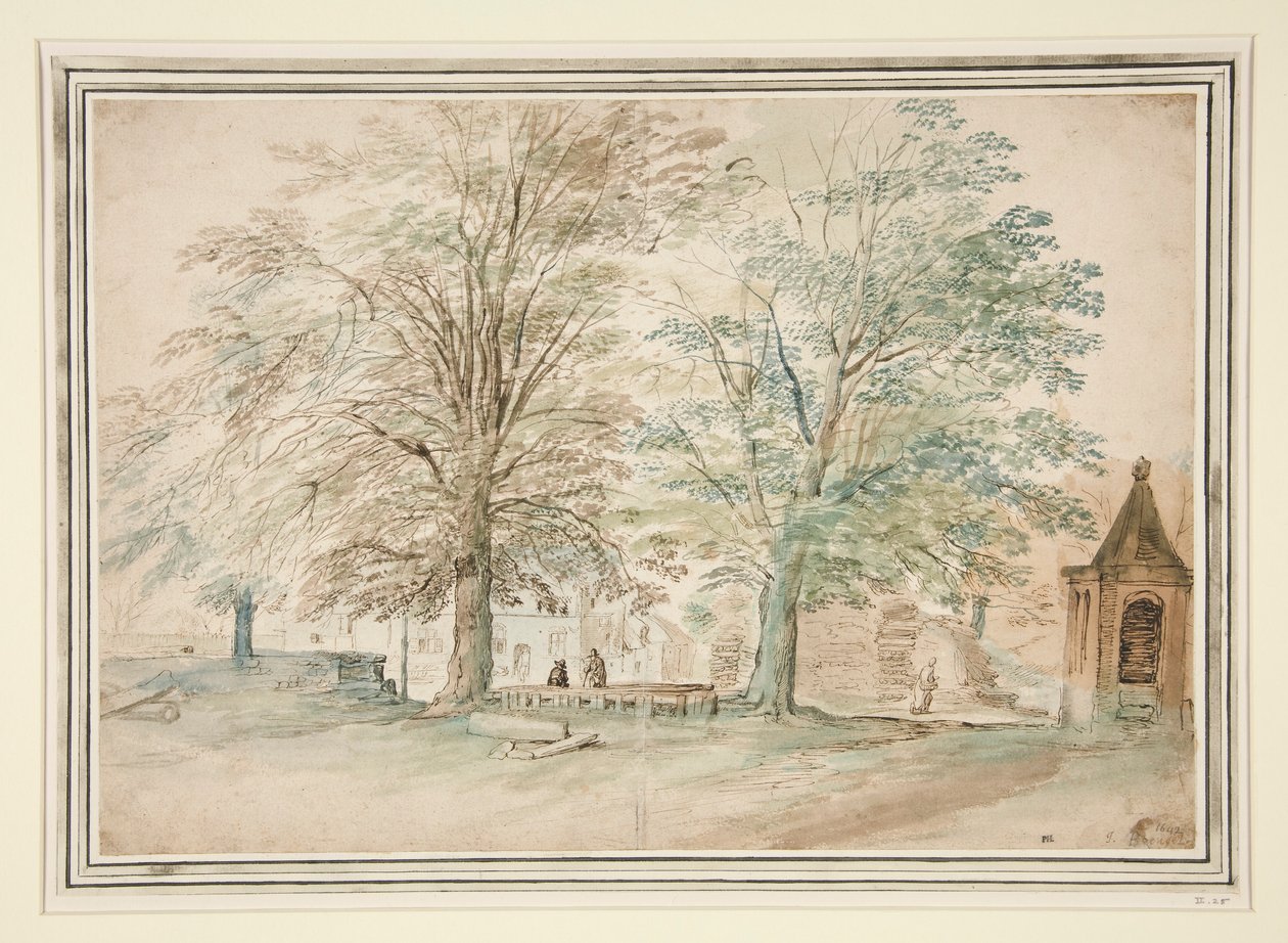 Místo setkání vesnice pod dvěma starými stromy od Jan Brueghel the Elder