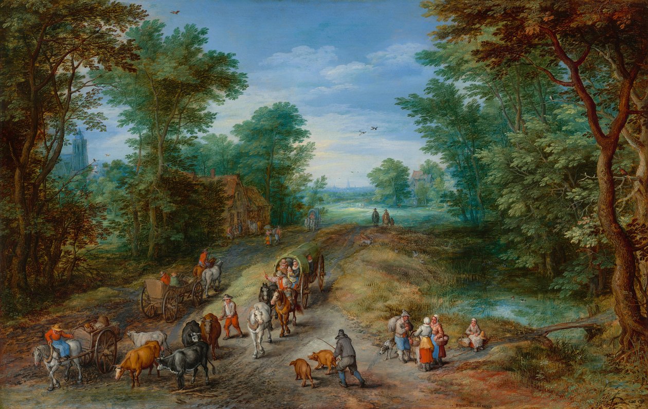 Zalesněná krajina s cestovateli od Jan Brueghel the Elder