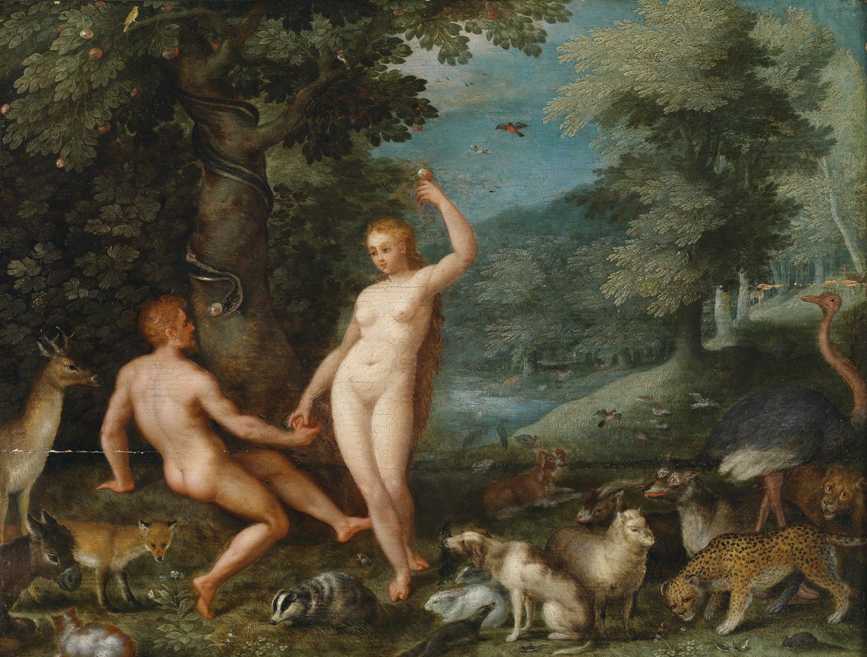 Rajská krajina s Evou pokoušející Adama od Jan Brueghel the Younger