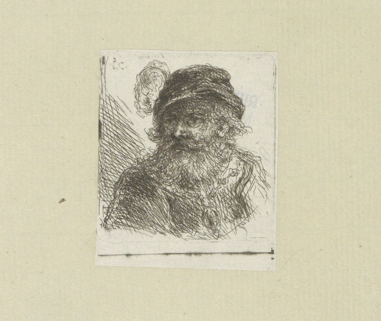 Bebaarde muž klade pluimhoed The Compleat Work of Etchings od Johna Chalona / Oeuvre Complette des Eaux Fortes par Jean Chalon (název série) od Jan Chalon