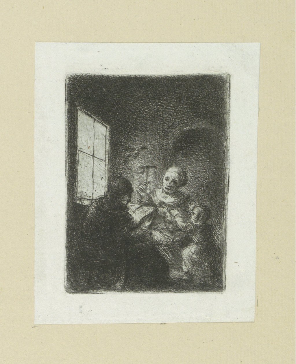 Gezin bij het raam The Compleat Work of Etchings od Johna Chalona / Oeuvre Complette des Eaux Fortes par Jean Chalon (název série) od Jan Chalon