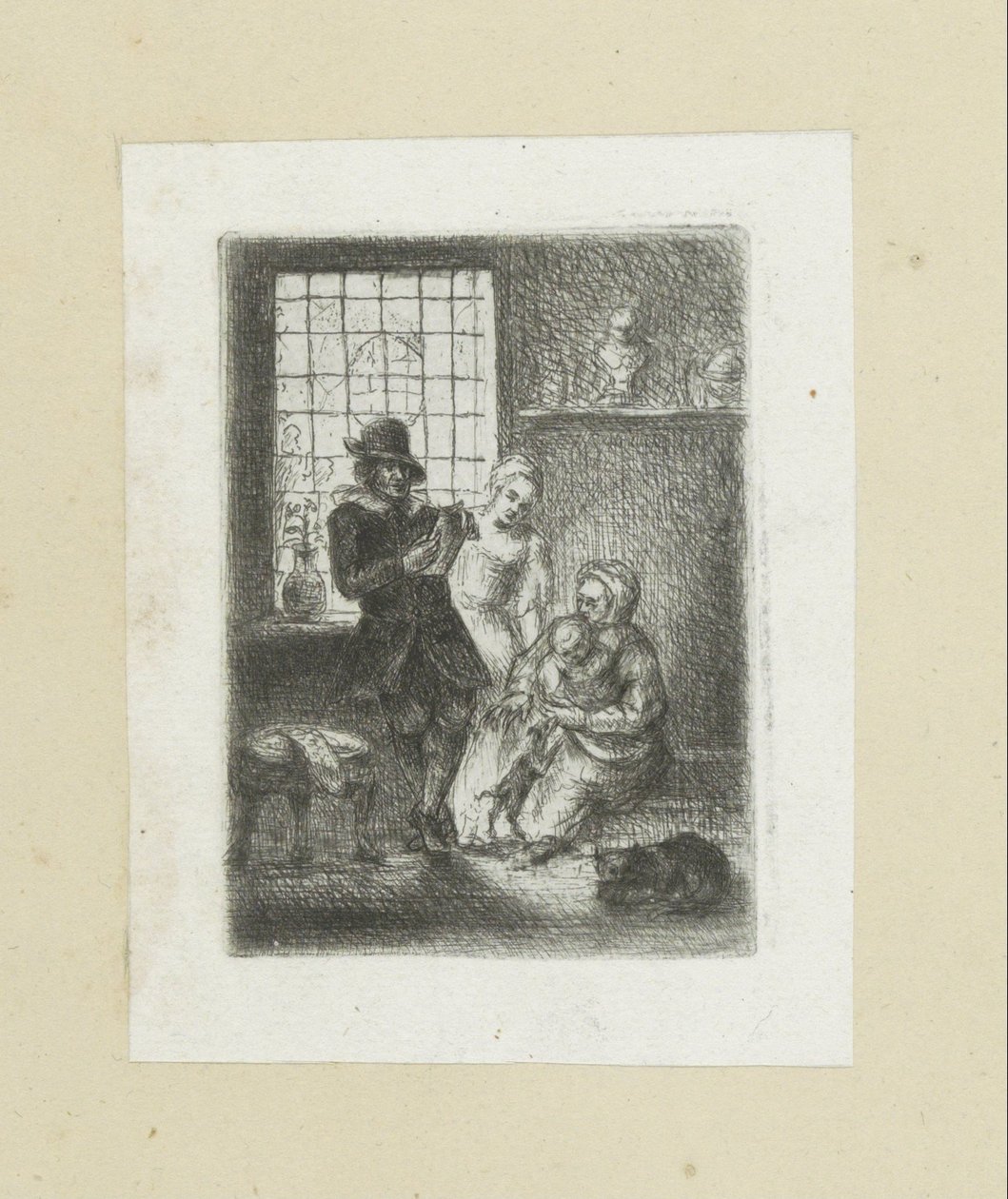 Interiér klade een gezin The Compleat Work of Etchings od Johna Chalona / Oeuvre Complette des Eaux Fortes par Jean Chalon (název série) od Jan Chalon