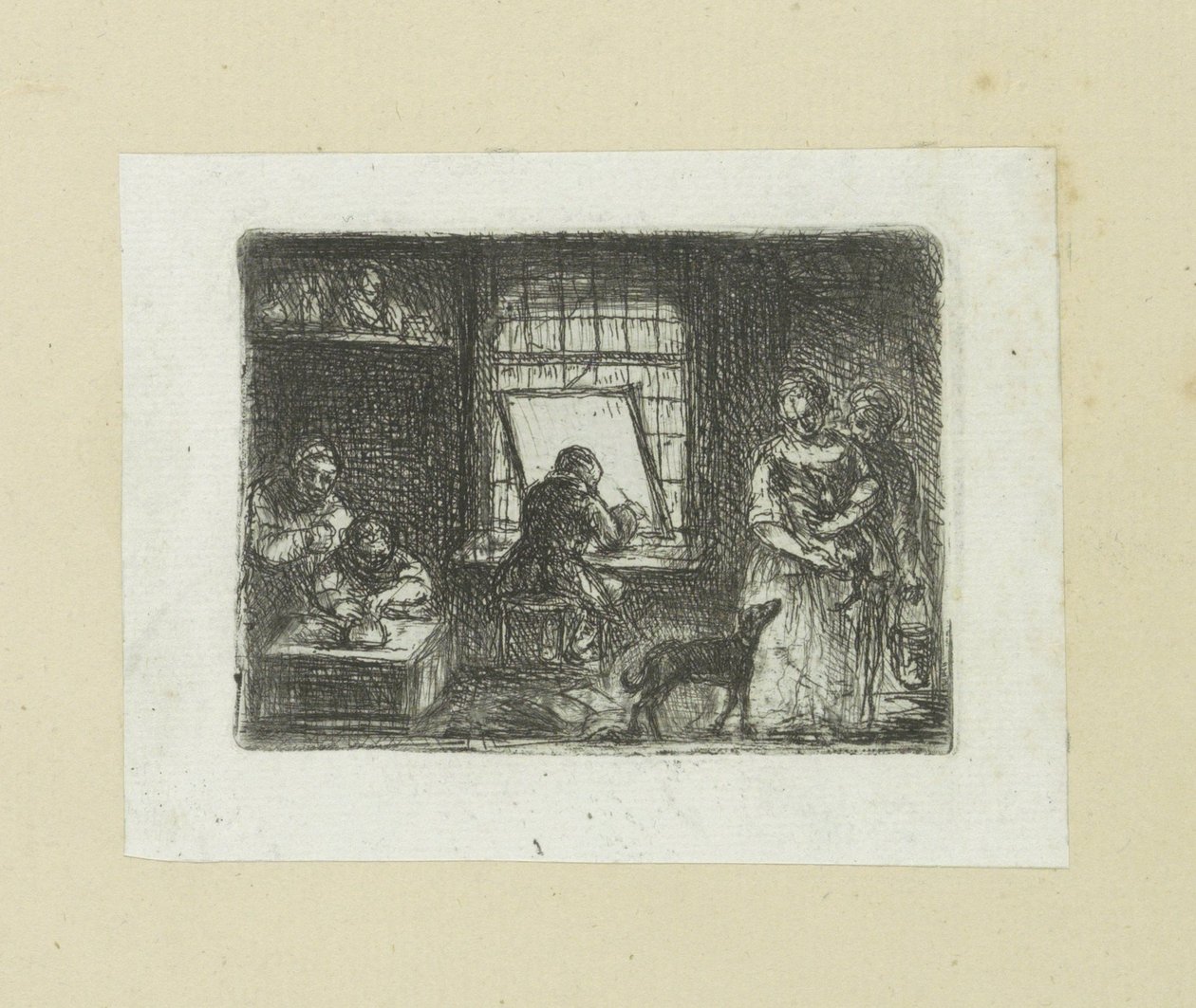Interiér van een prentatelier The Compleat Work of Etchings od Johna Chalona / Oeuvre Complette des Eaux Fortes par Jean Chalon (název série) od Jan Chalon