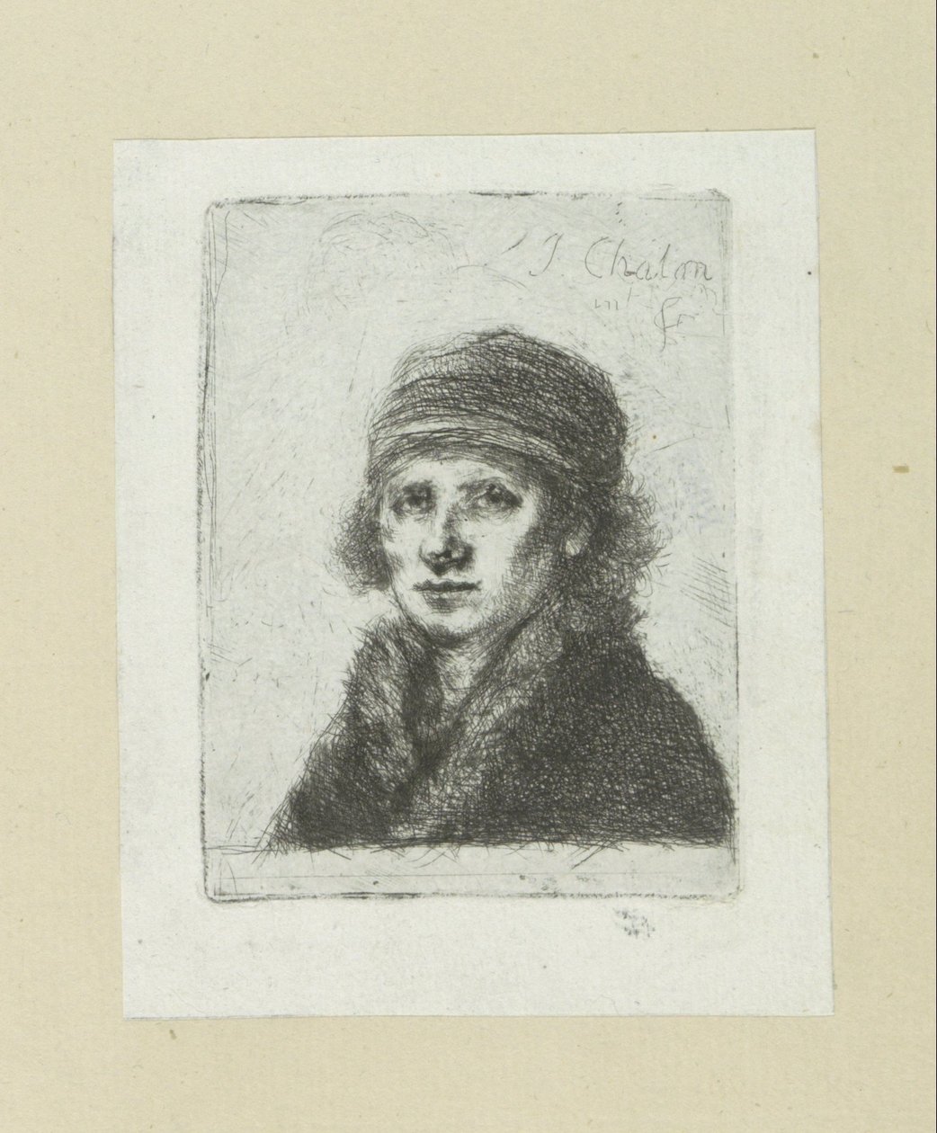 Jonge man klade bontkraag The Compleat Work of Etchings od Johna Chalona / Oeuvre Complette des Eaux Fortes par Jean Chalon (název série) od Jan Chalon