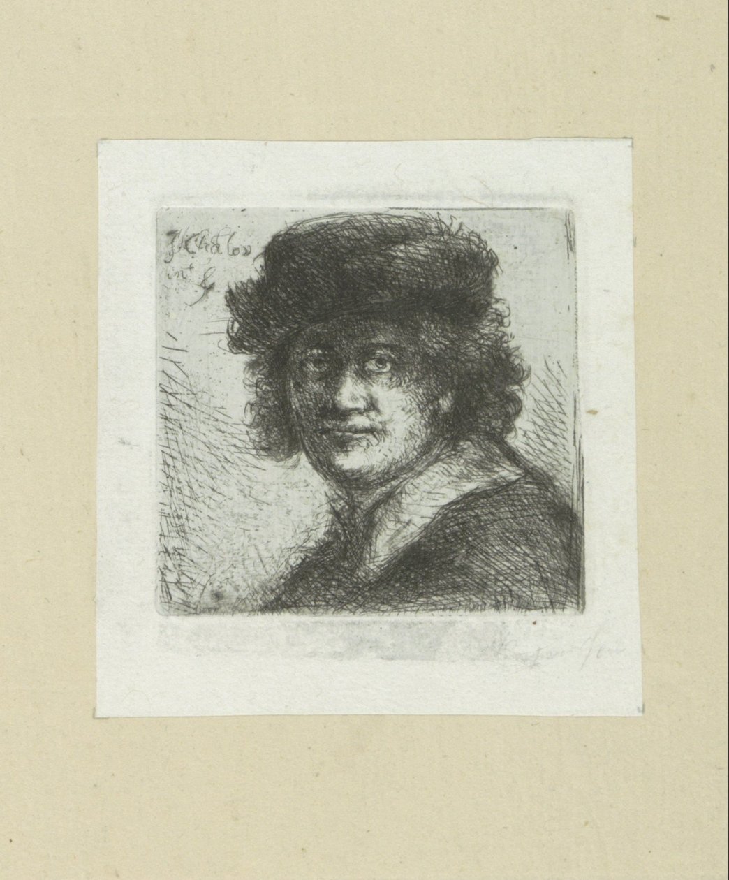 Člověk vloží motyku do platte kraag The Compleat Work of Etchings od Johna Chalona / Oeuvre Complette des Eaux Fortes par Jean Chalon (název série) od Jan Chalon