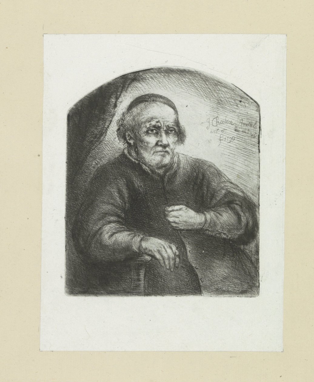 Oude muž v een leunstoel The Compleat Work of Etchings od Johna Chalona / Oeuvre Complette des Eaux Fortes par Jean Chalon (název série) od Jan Chalon