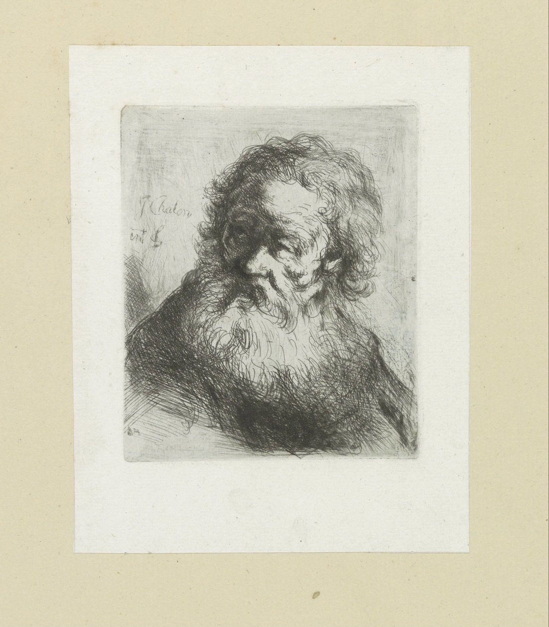 Oude muž klade Baarda The Compleat Work of Etchings od Johna Chalona / Oeuvre Complette des Eaux Fortes par Jean Chalon (název série) od Jan Chalon