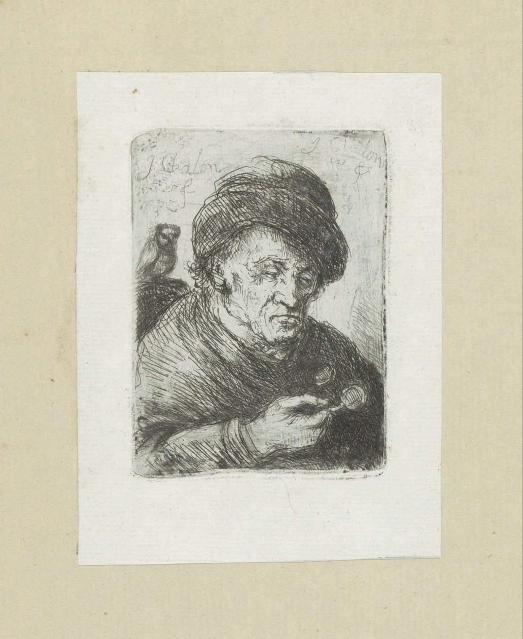 Oude muž září v uil The Compleat Work of Etchings od Johna Chalona / Oeuvre Complette des Eaux Fortes par Jean Chalon (název série) od Jan Chalon