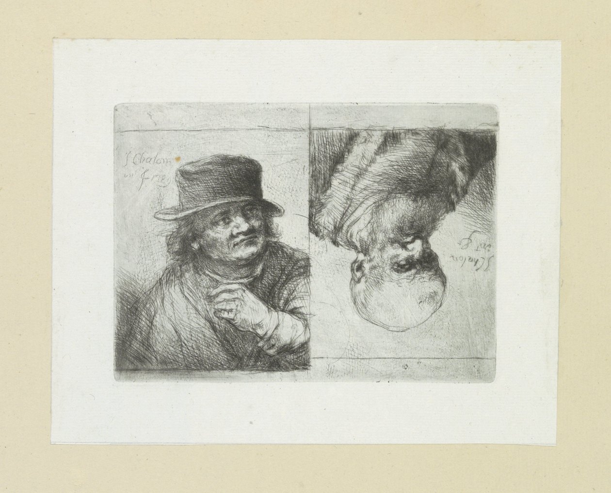 Twee mansportretten The Compleat Work of Etchings od Johna Chalona / Oeuvre Complette des Eaux Fortes par Jean Chalon (název série) od Jan Chalon