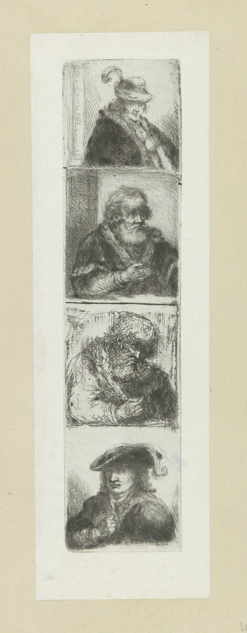 Vier mansportretten The Compleat Work of Etchings od Johna Chalona / Oeuvre Complette des Eaux Fortes par Jean Chalon (název série) od Jan Chalon