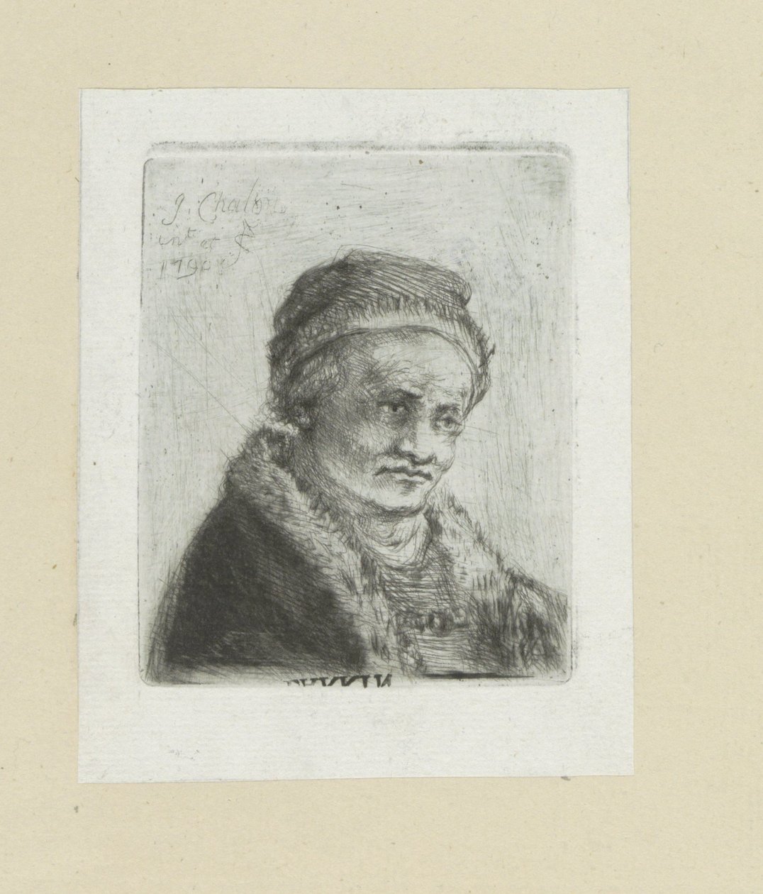 Volwassen muž klade bontkraag The Compleat Work of Etchings od Johna Chalona / Oeuvre Complette des Eaux Fortes par Jean Chalon (název série) od Jan Chalon