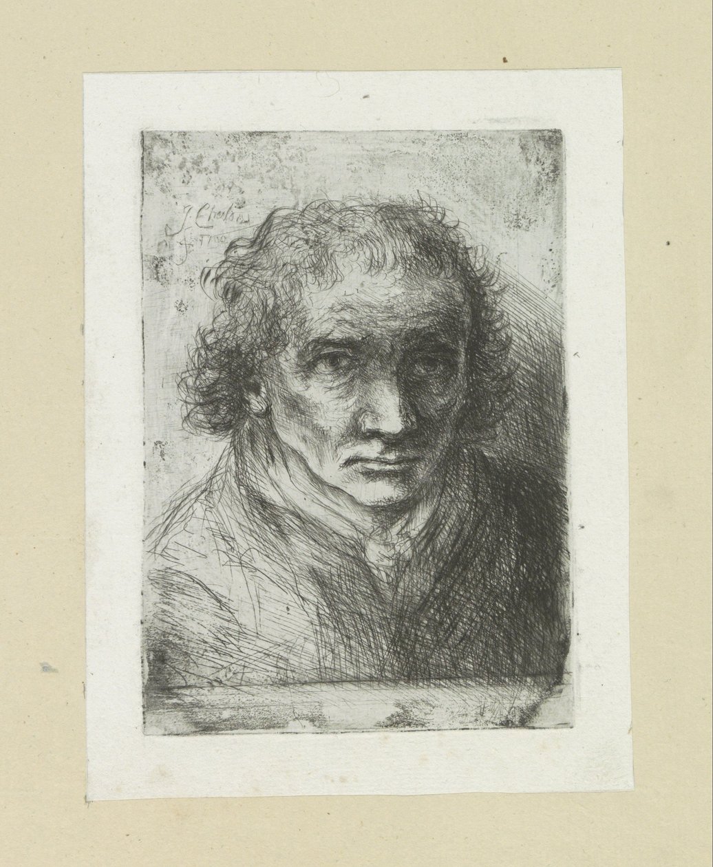 Volwassen muž klade sjaal The Compleat Work of Etchings od Johna Chalona / Oeuvre Complette des Eaux Fortes par Jean Chalon (název série) od Jan Chalon