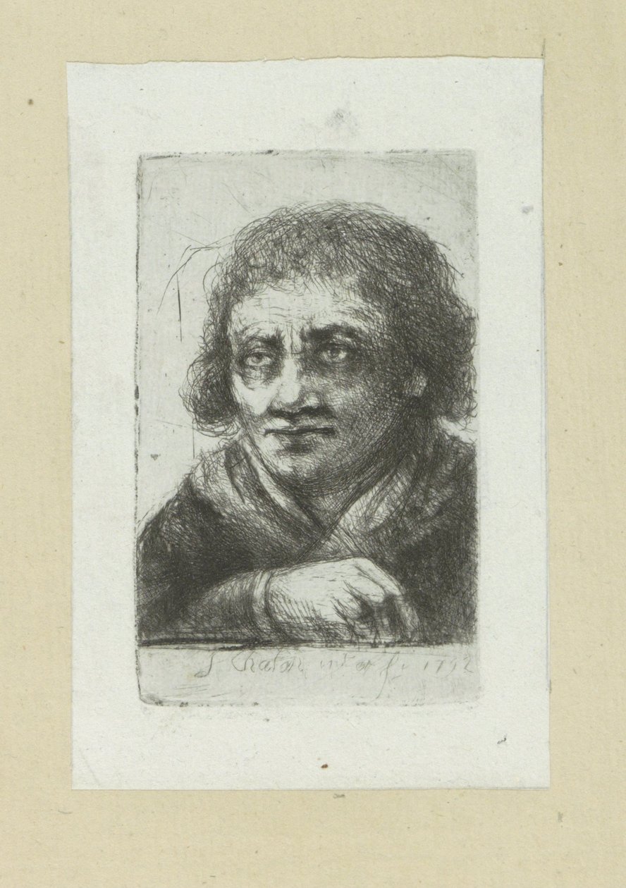 Dospělý muž, jeho pravá ruka je vidět The Compleat Work of Etchings od Johna Chalona / Oeuvre Complette des Eaux Fortes od Jeana Chalona (název série) od Jan Chalon