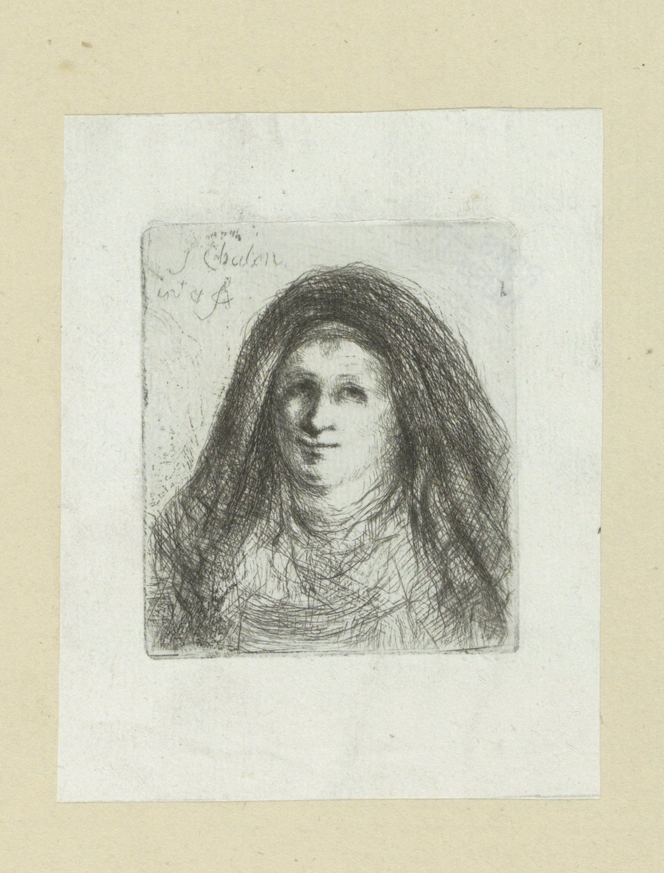 Dospělá žena s šátkem The Compleat Work of Etchings od Johna Chalona / Oeuvre Complette des Eaux Fortes od Jeana Chalona (název série) od Jan Chalon