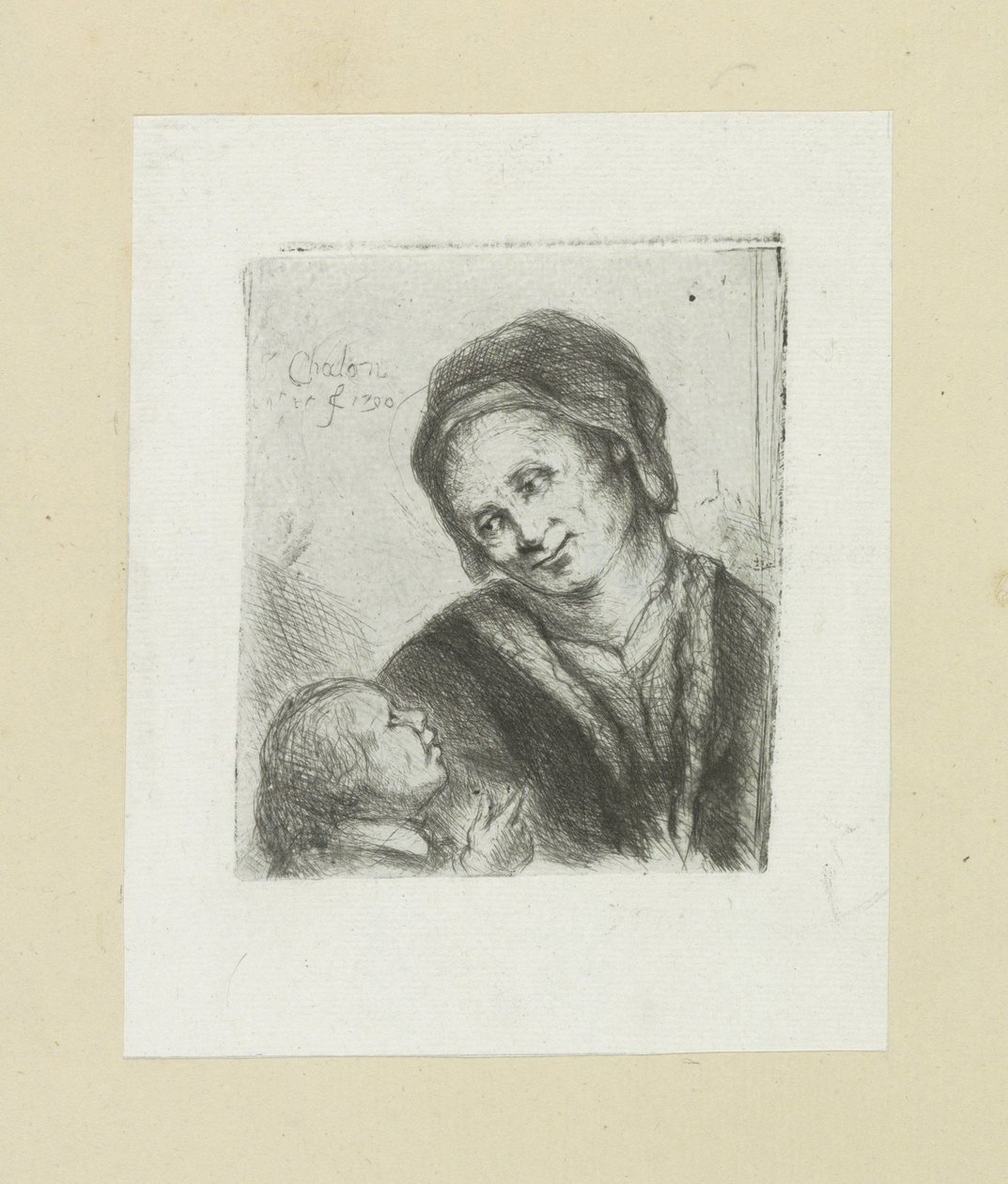 Vrouw en kind The Compleat Work of Etchings od Johna Chalona / Oeuvre Complette des Eaux Fortes par Jean Chalon (název série) od Jan Chalon