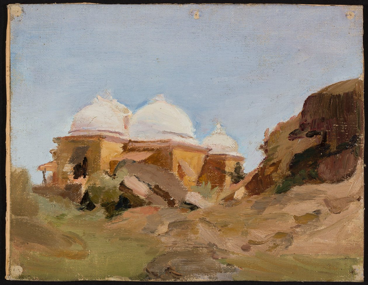 Tempel mit weißen Kuppeln. Von einer Reise nach Indien od Jan Ciągliński