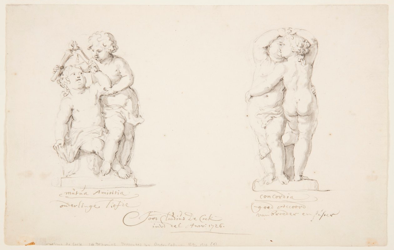 Kresba, Projekty pro sochařskou skupinu: "Přátelství", "Dohoda", 1726 od Jan Claudius de Cock