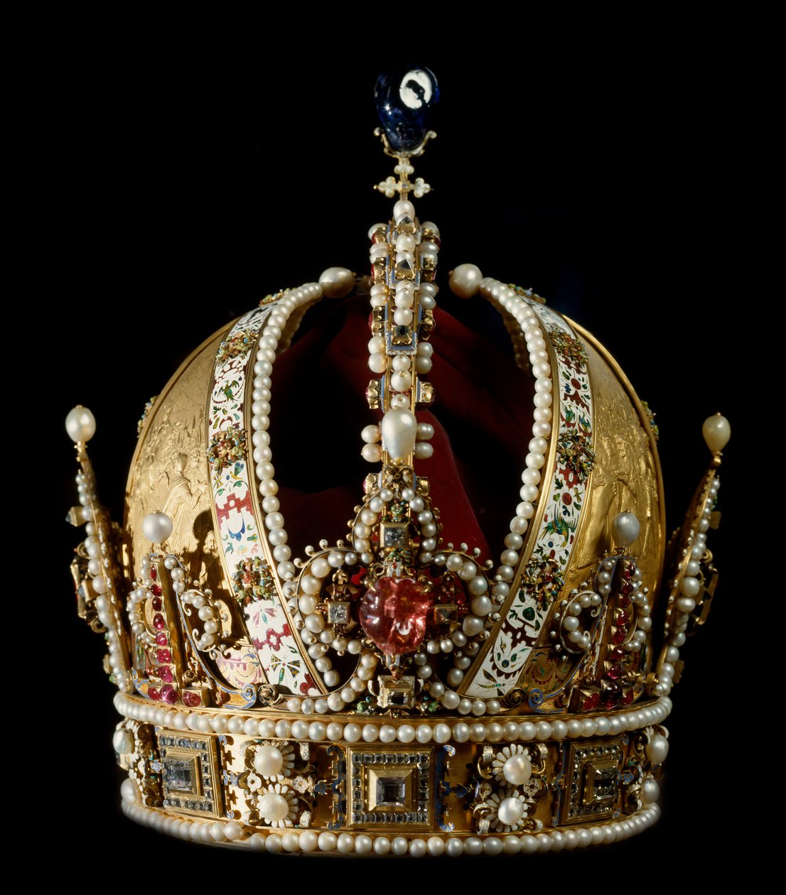 Koruna císaře Svaté říše Rodolfa II. Habsburského (1552-1612). Připsáno zlatníkovi Janu Vermeyenovi (1559-1606) 1602 Vídeňské Kunsthistorisches Museum - Koruna císaře Svaté říše římské Rudolfa II. Habsurga (1552-1612). Pravděpodobně od Jan Cornelisz Vermeyen