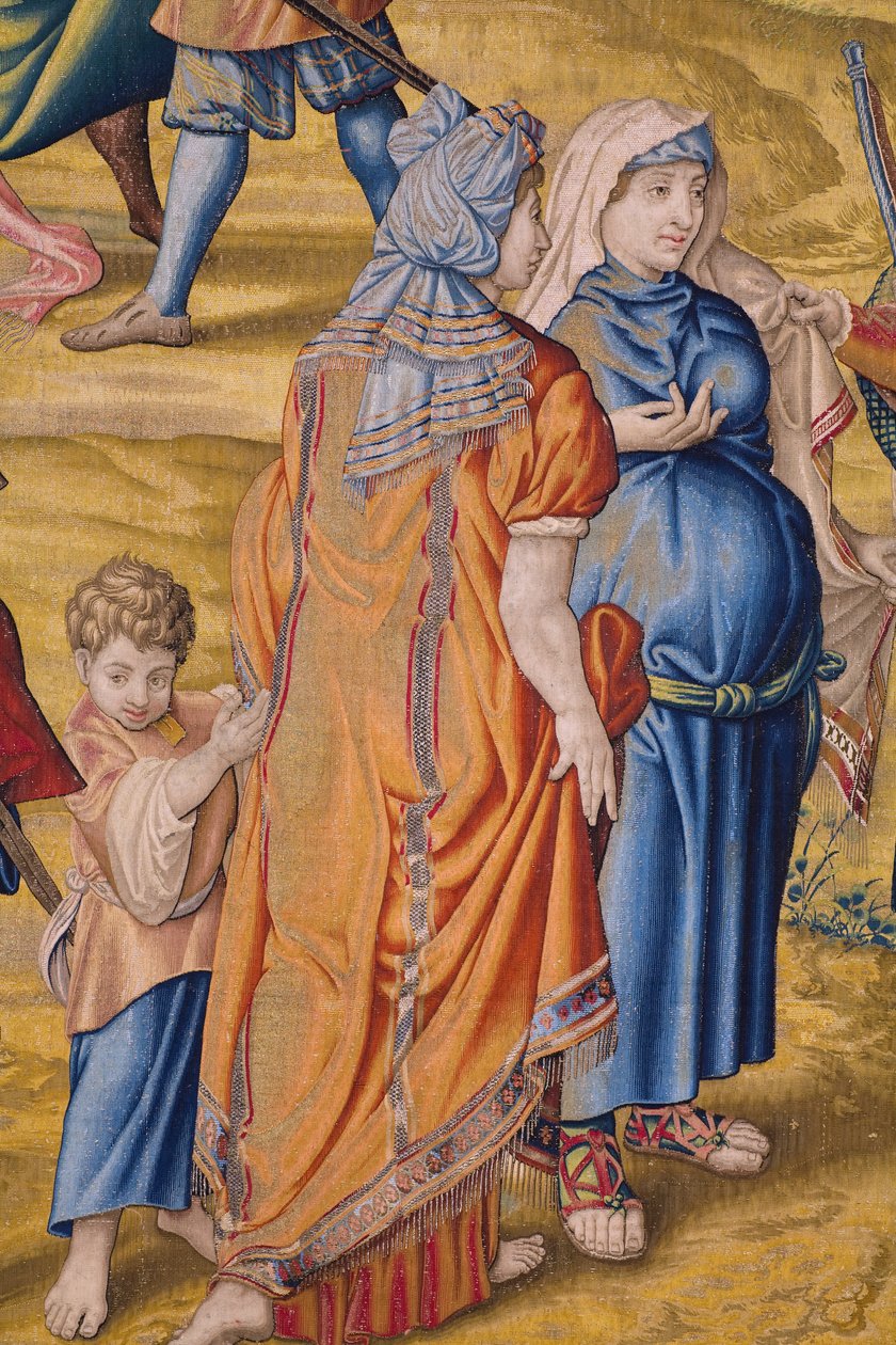 Vlámský gobelín. Seriál Dobytí Tunisu: Vykradení Tunisu. Karikaturista Jan Cornelisz Vermeyen. Studio Willem de Pannemaker, Brusel. Cca 1545. Detail. od Jan Cornelisz Vermeyen