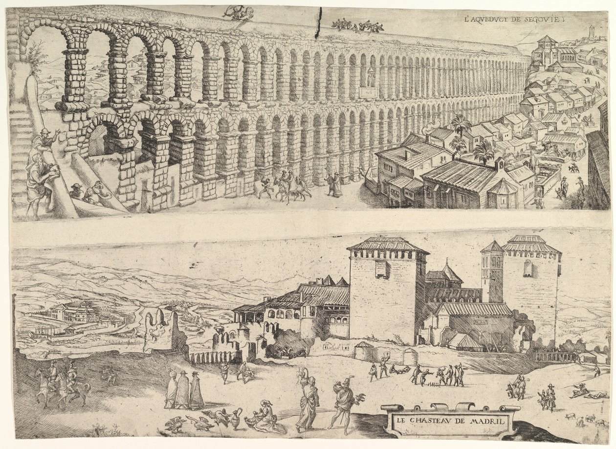 Akvadukt v Segovii a hrad v Madridu, 1500-1599. od Jan Cornelisz Vermeyen