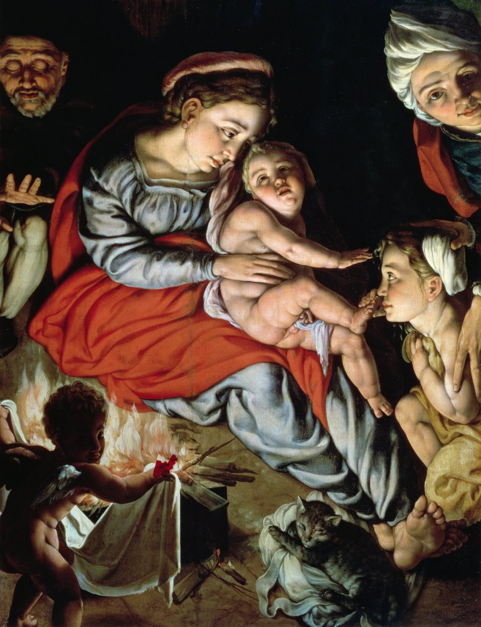 Svatá rodina kolem ohně, kolem 1532-33 (panel) od Jan Cornelisz Vermeyen