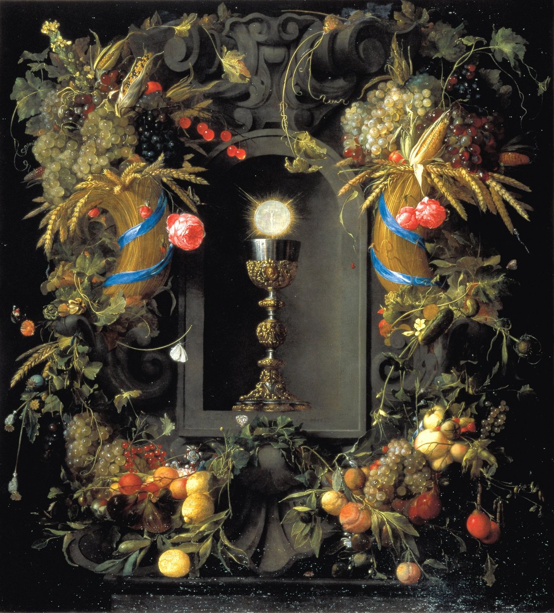 Kalich na přijímání obklopený věncem z ovoce od Jan Davidsz. de Heem