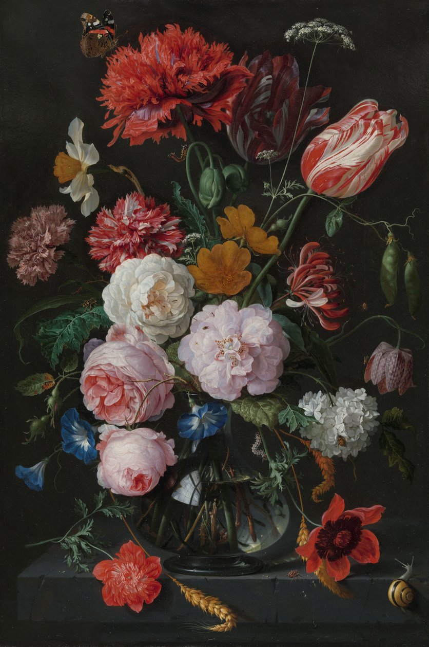 Zátiší s květinami ve skleněné váze od Jan Davidsz de Heem