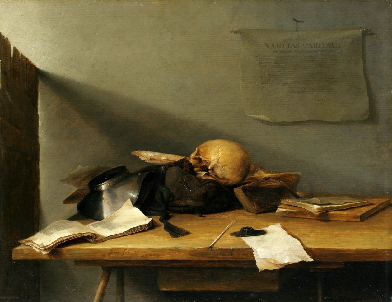 Zátiší s knihami a lebkou od Jan Davidsz. de Heem