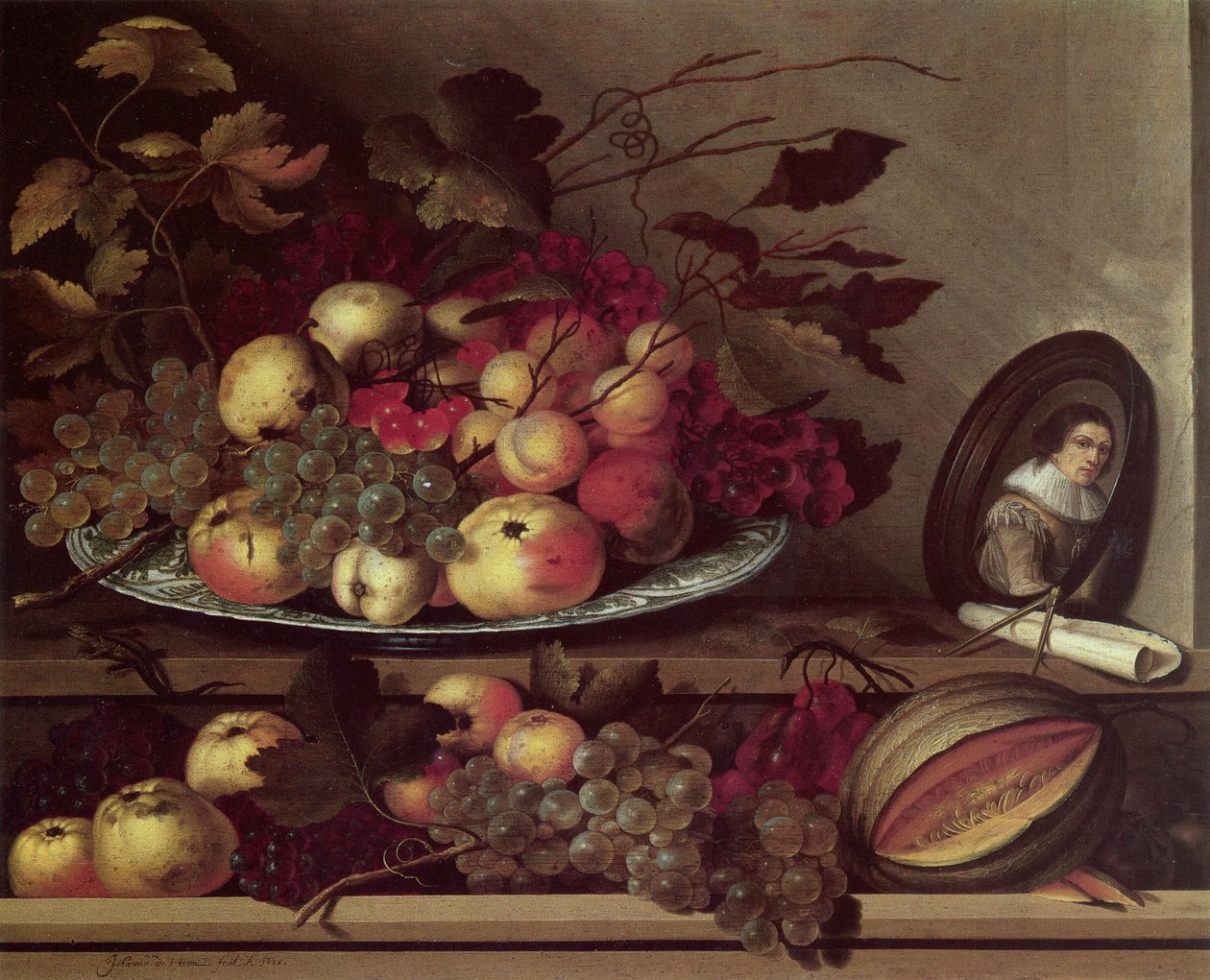 Zátiší s ovocem a autoportrétem od Jan Davidsz. de Heem