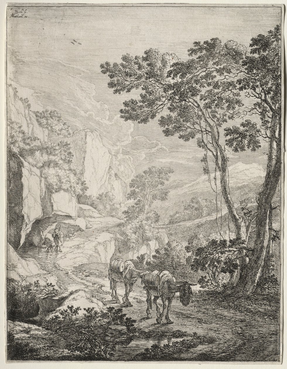 Dva mezci. Rocca Aquatico poblíž Ancony. od Jan Dirksz Both