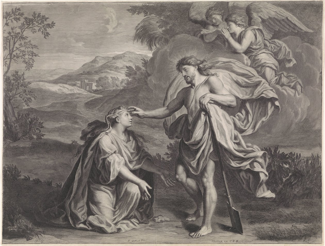 Kristus se zjevuje jako zahradník Marii Magdaleně (Noli me tangere) od Jan Edelinck (possibly)