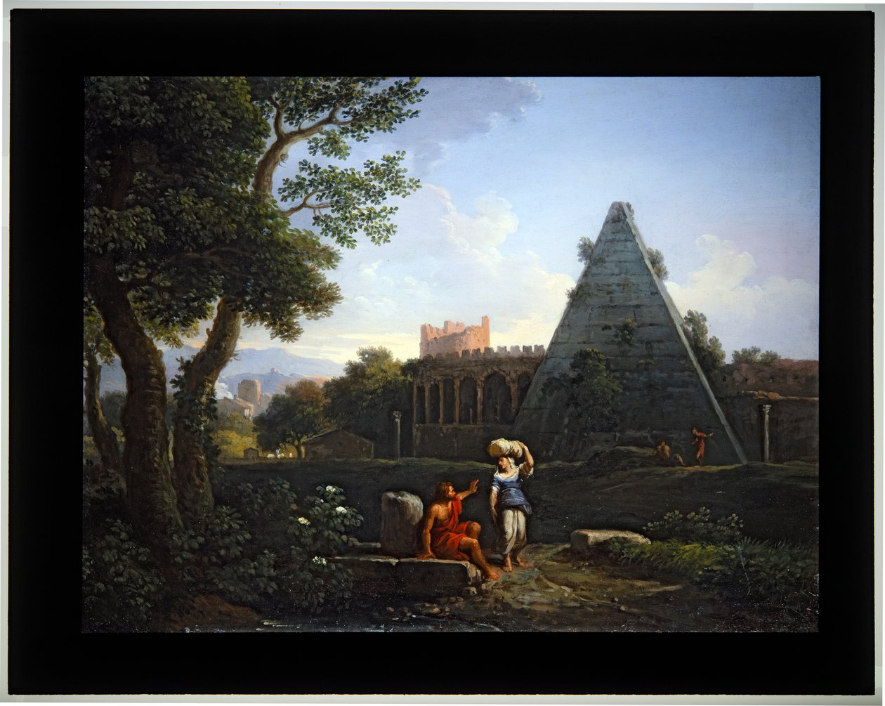 Sada čtyř Cappricio; (3) Pyramida Cestius (plátno) od Jan Frans van (1662 1749) Bloemen