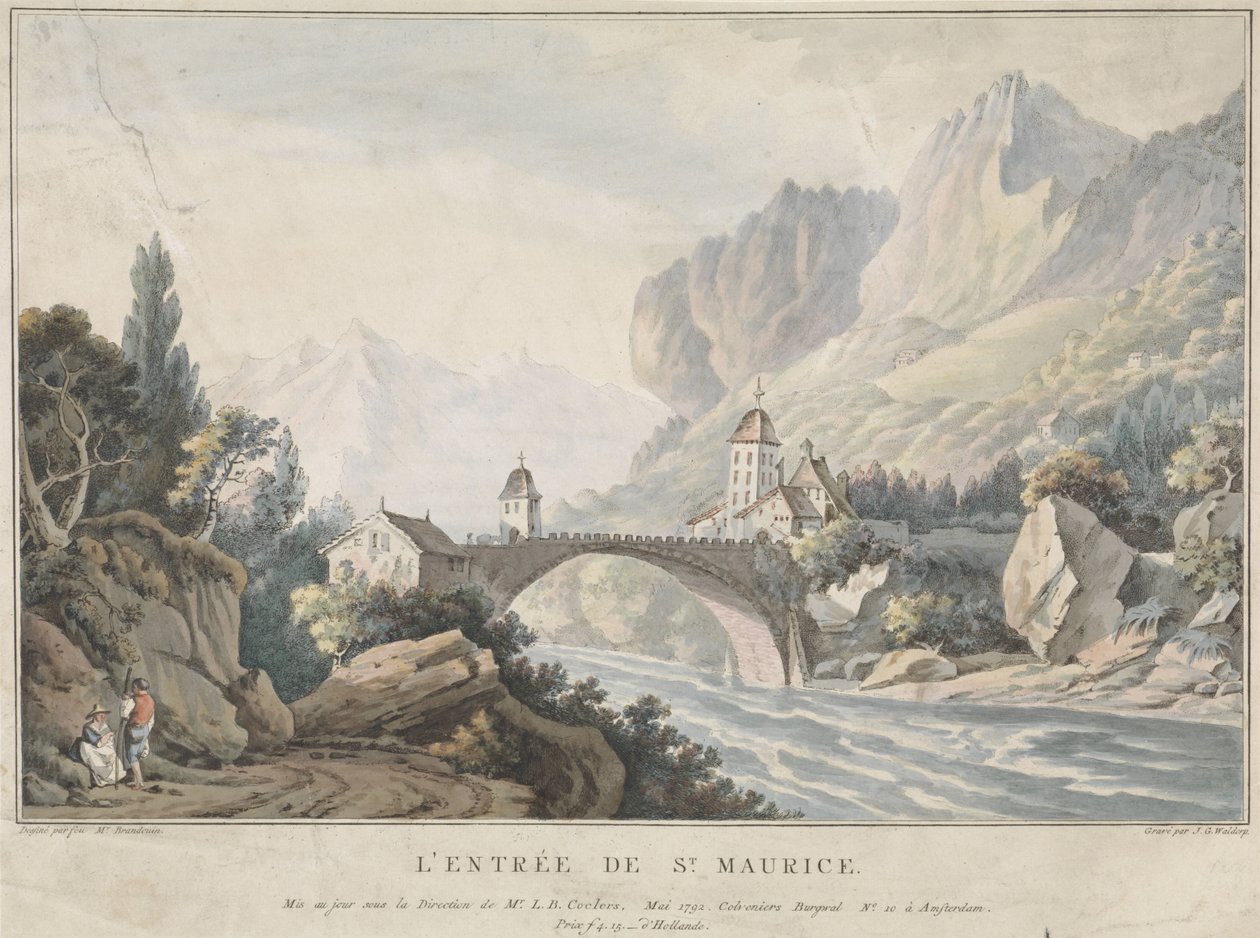 Pohled na most v Saint Maurice ve Švýcarsku L