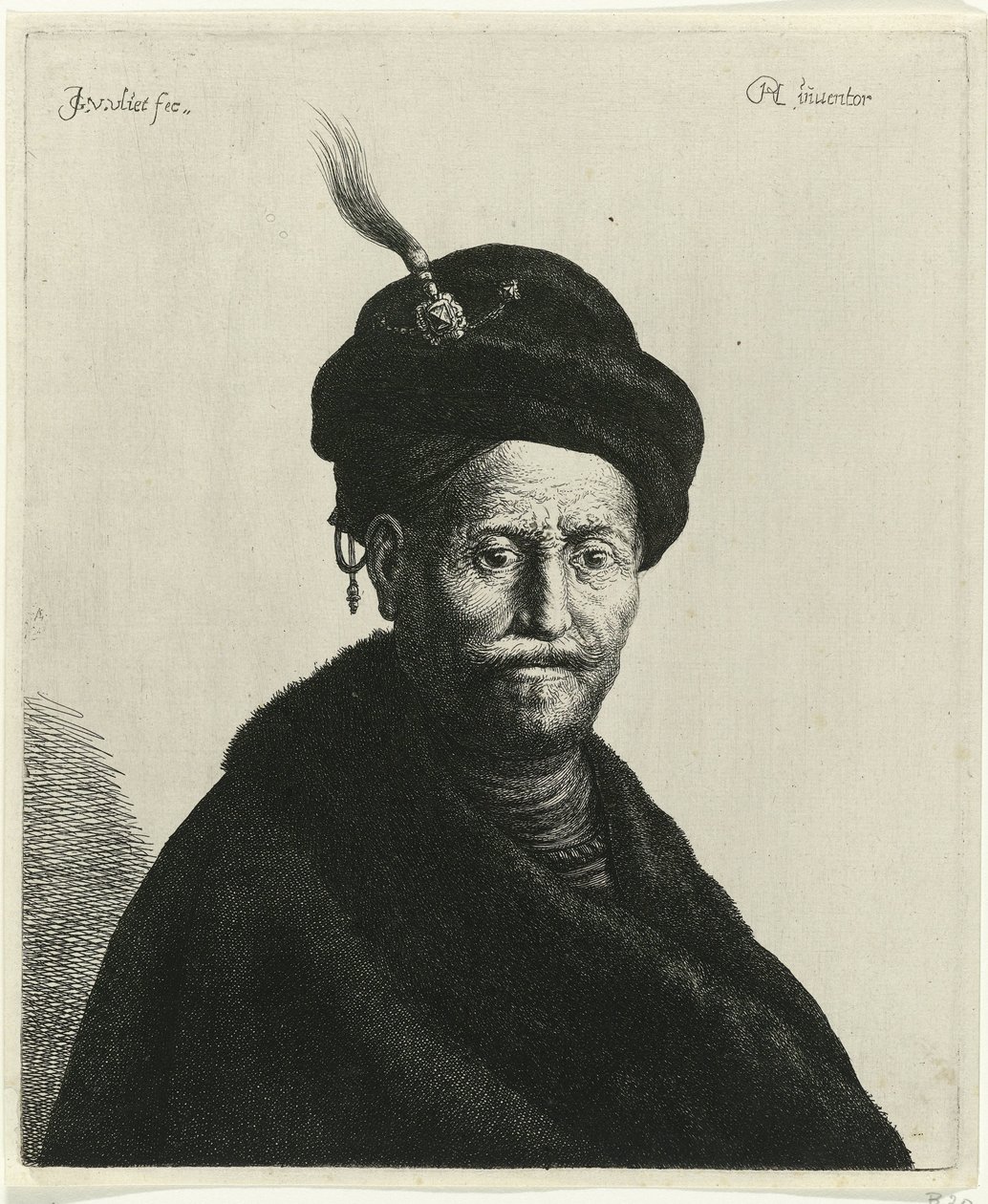 Busta muže v turbanu Tronies po Rembrandtovi (název série) od Jan Gillisz. van Vliet