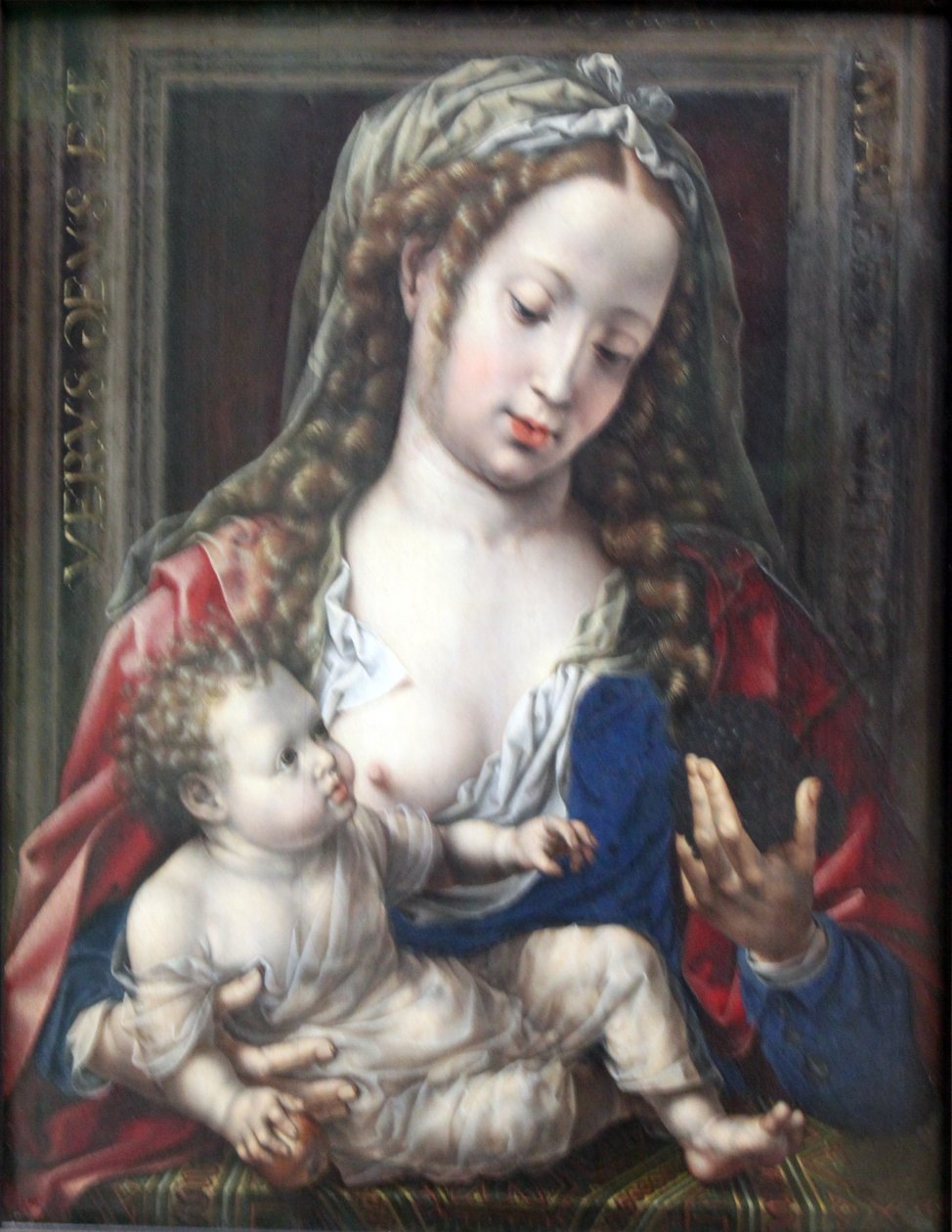 Německy: Maria mit dem Kind Marie s dítětem Kristem od Jan Gossaert