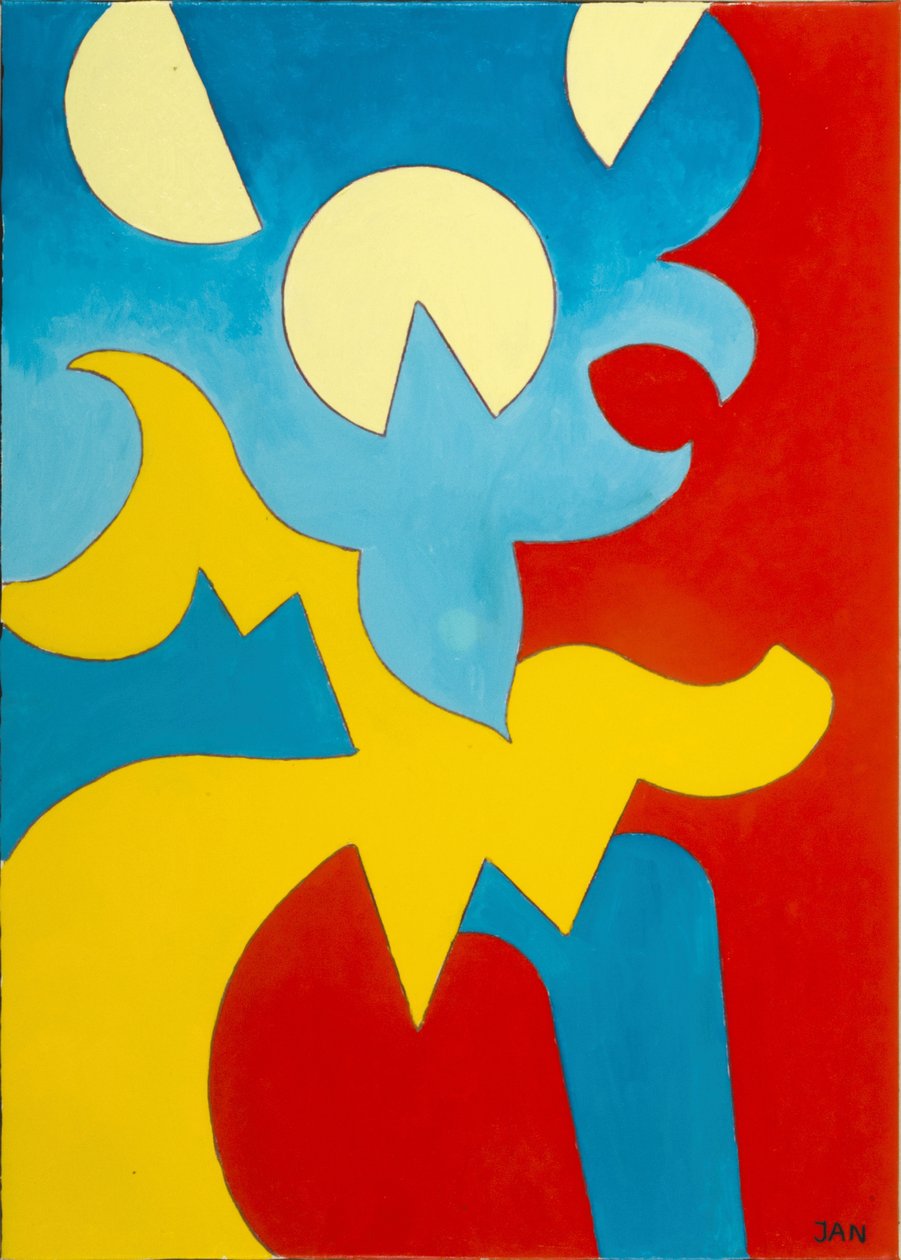 Modro-žlutá-červená, 2009 (olej na plátně) od Jan Groneberg