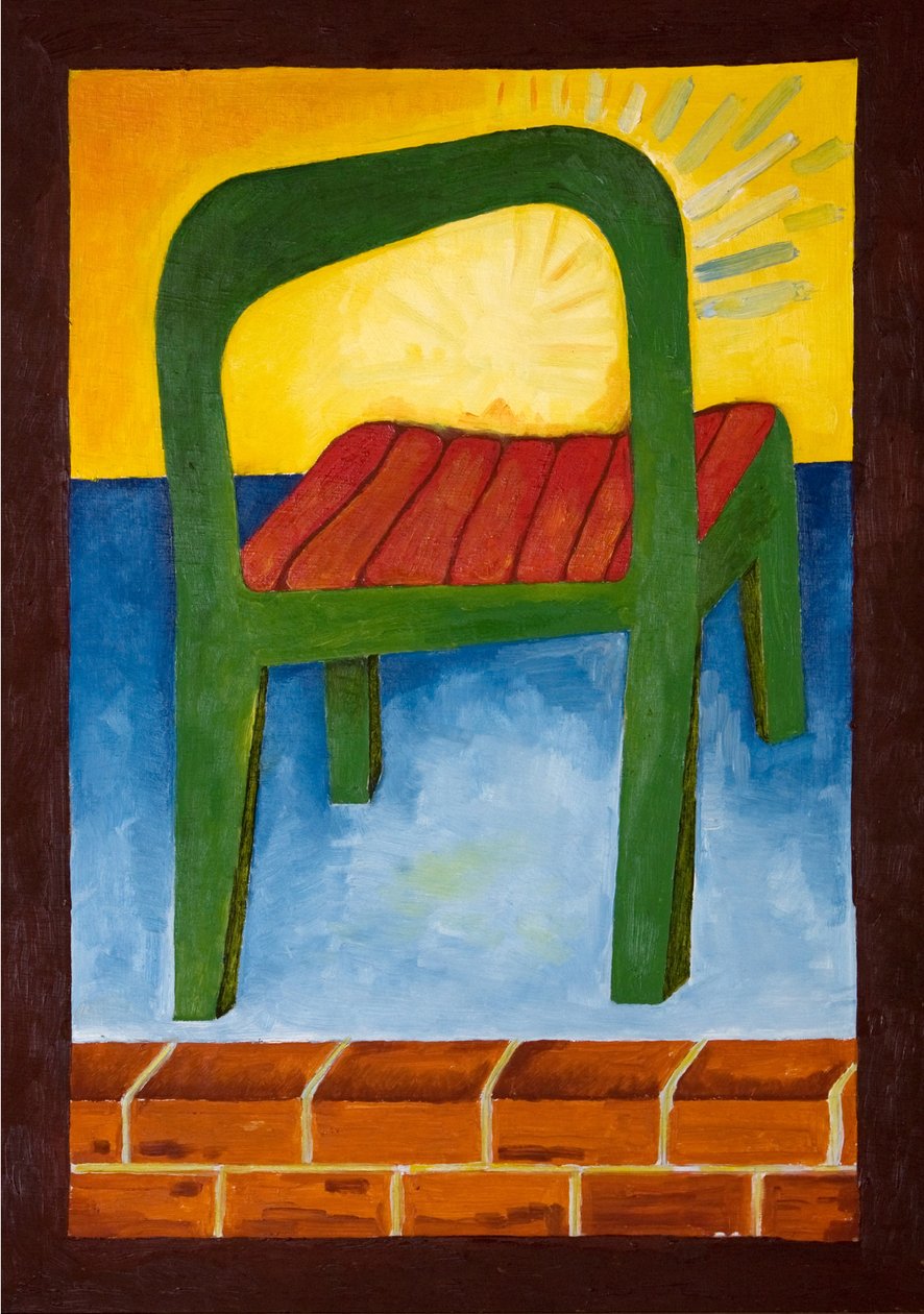 Chair in the Air, 2005 (olej na dřevě) od Jan Groneberg