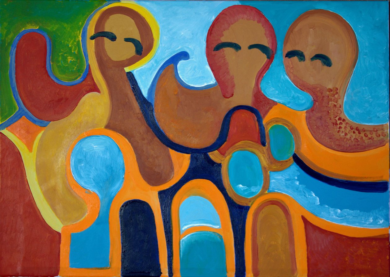 Girls at the Riverside, 2009 (olej na plátně) od Jan Groneberg