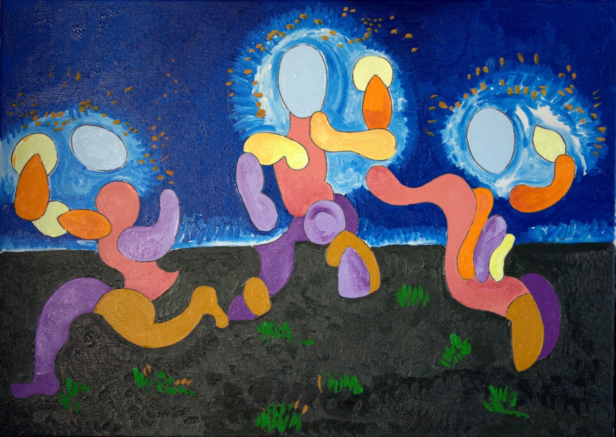 V teplých červnových nocích slaví Troglodyté oheň, 2009 (olej na plátně) od Jan Groneberg