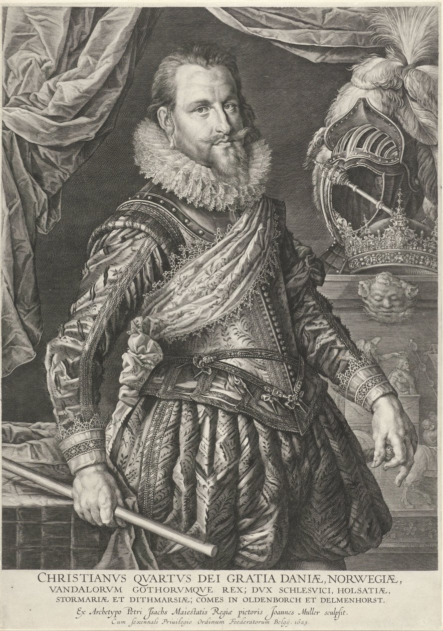 Portrét dánského a norského krále Kristiána IV od Jan Harmensz. Muller
