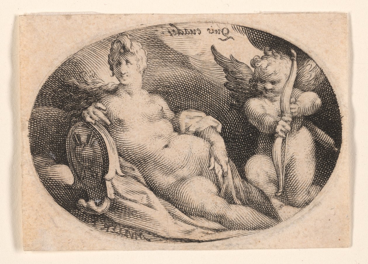Venuše a Amor v oblacích od Jan Harmensz. Muller