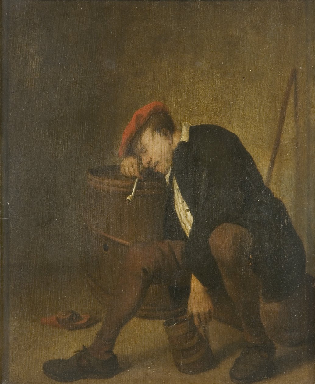 Spící muž (olej na panelu) od Jan Havicksz (school of) Steen