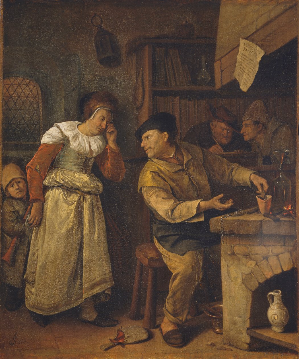 Zlatník tavící ženské šperky v přítomnosti notáře: Alchymista, c. 1668-70 (olej na plátně) od Jan Havicksz. Steen